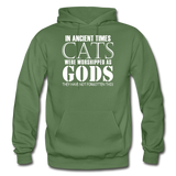 Cats As Gods - White - Gildan Heavy Blend Adult Hoodie - military green