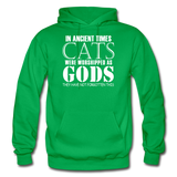 Cats As Gods - White - Gildan Heavy Blend Adult Hoodie - kelly green
