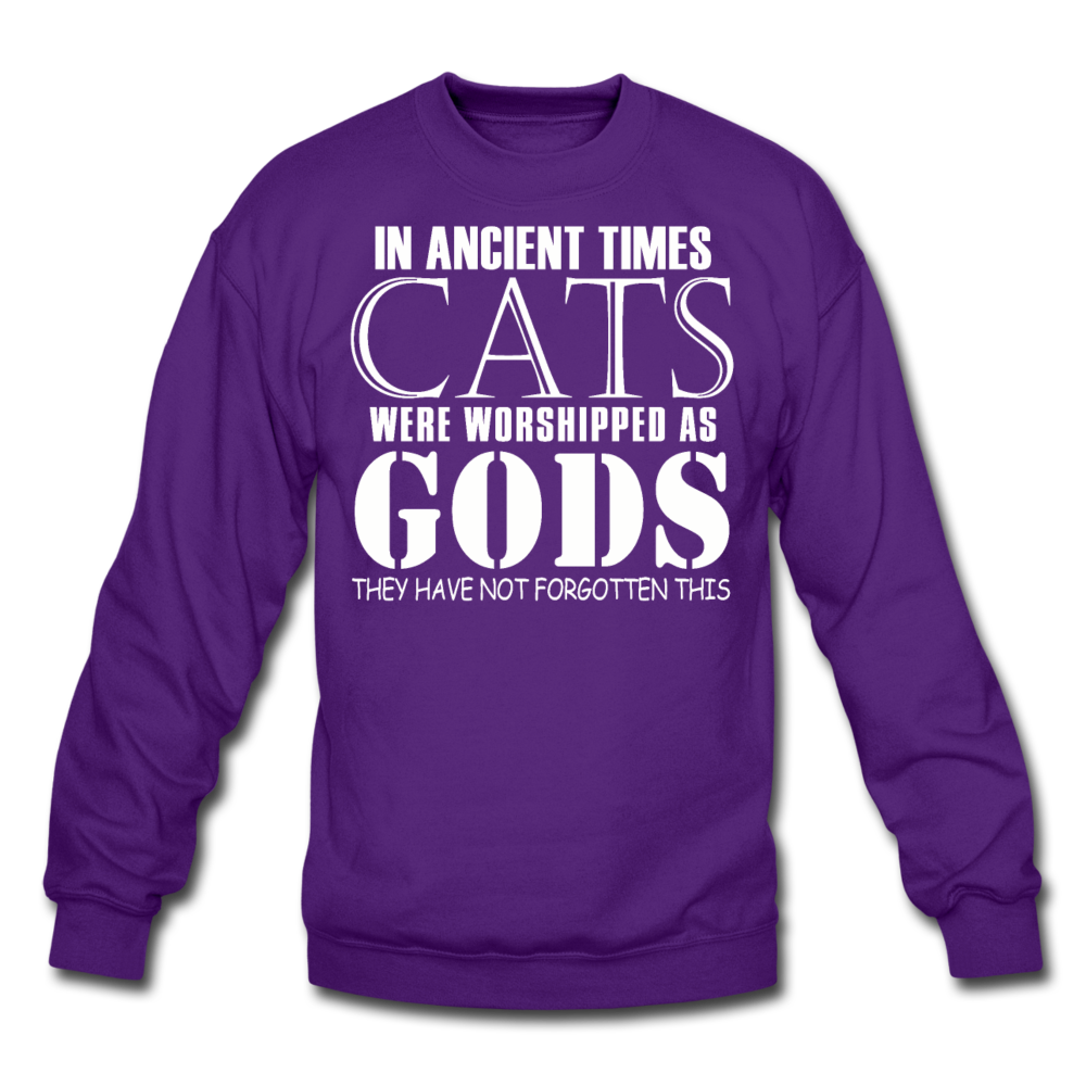 Cats As Gods - White - Crewneck Sweatshirt - purple