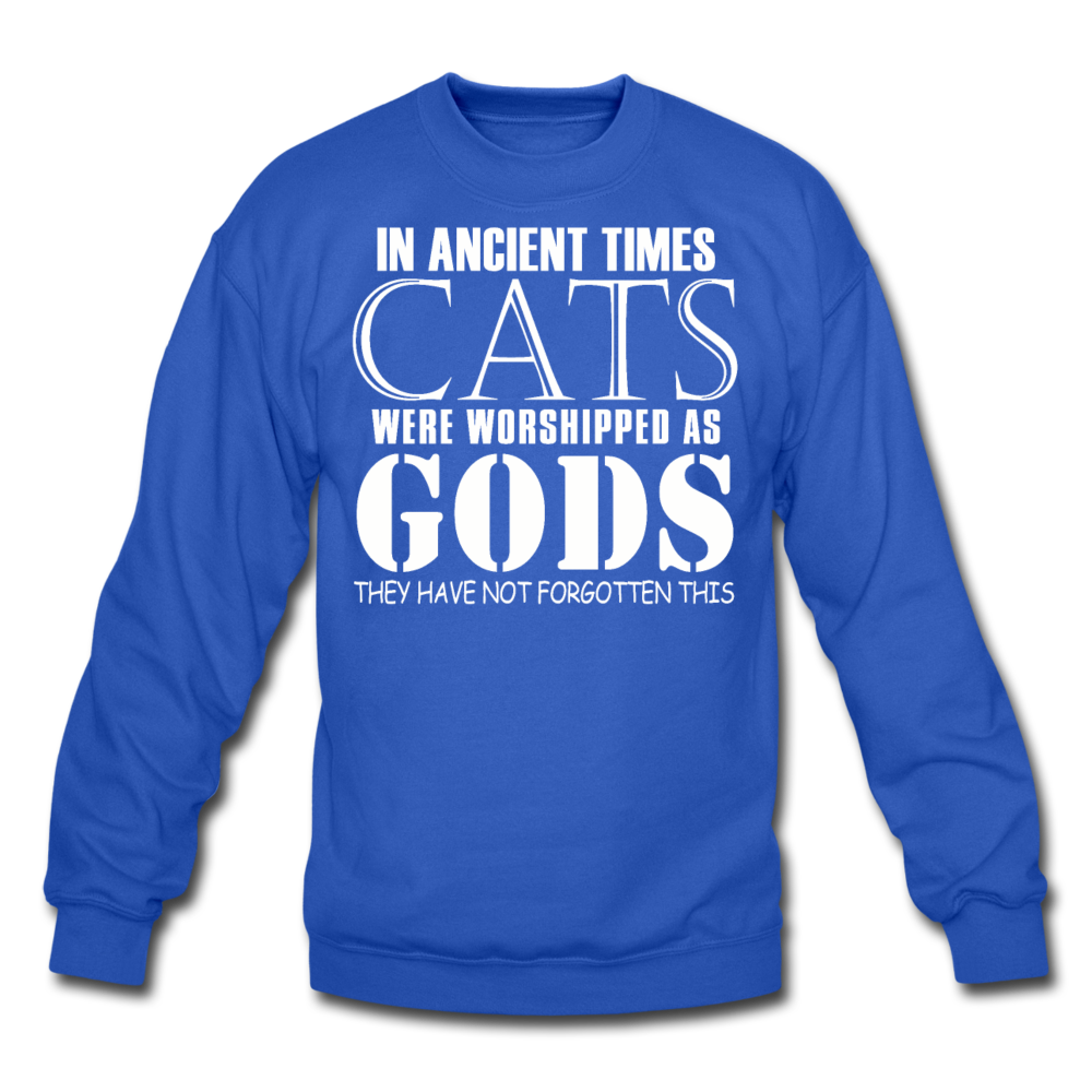 Cats As Gods - White - Crewneck Sweatshirt - royal blue