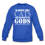 Cats As Gods - White - Crewneck Sweatshirt - royal blue