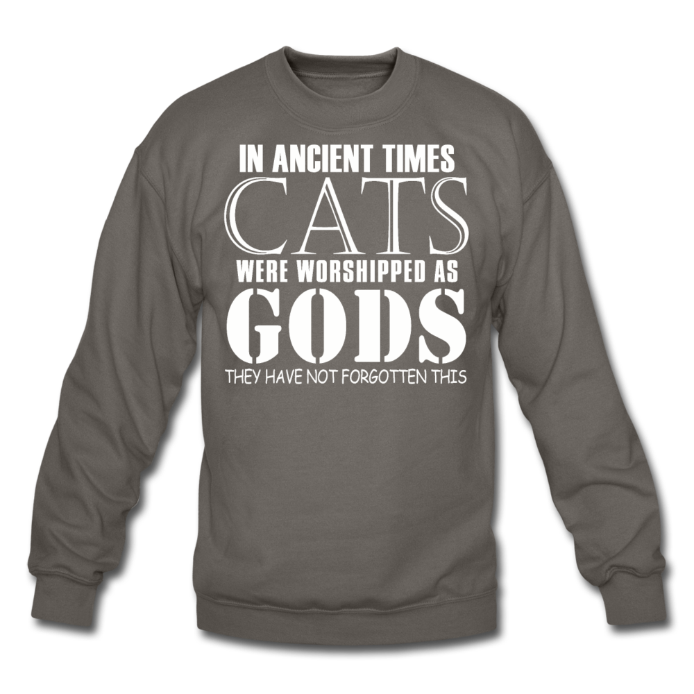 Cats As Gods - White - Crewneck Sweatshirt - asphalt gray