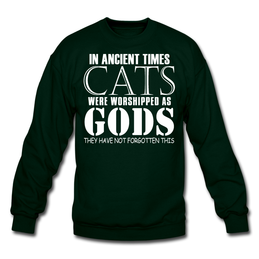 Cats As Gods - White - Crewneck Sweatshirt - forest green