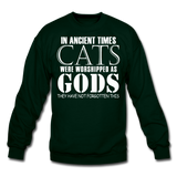 Cats As Gods - White - Crewneck Sweatshirt - forest green