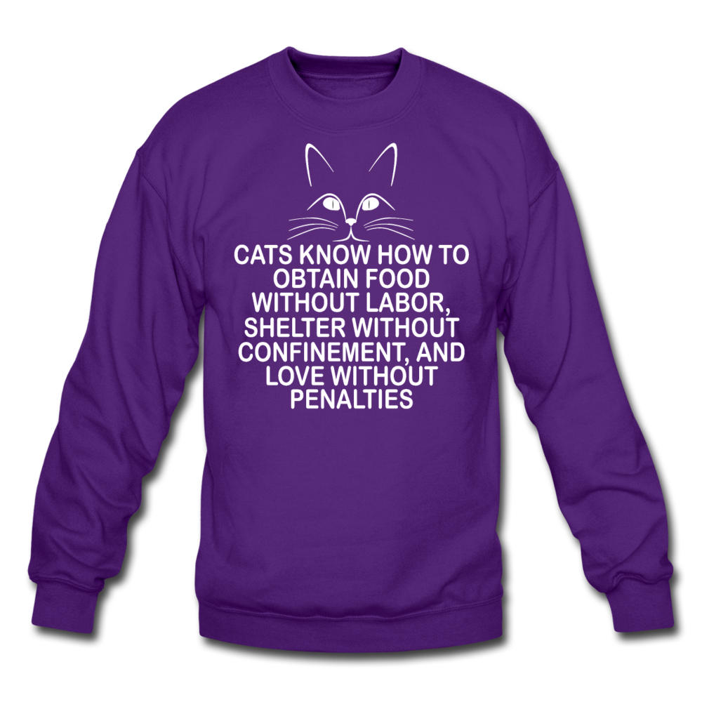 Cats Know - White - Crewneck Sweatshirt - purple