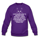 Cats Know - White - Crewneck Sweatshirt - purple