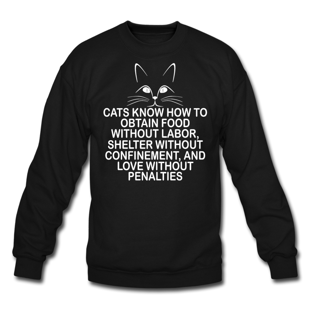 Cats Know - White - Crewneck Sweatshirt - black