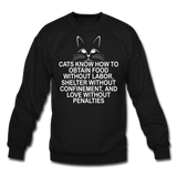 Cats Know - White - Crewneck Sweatshirt - black