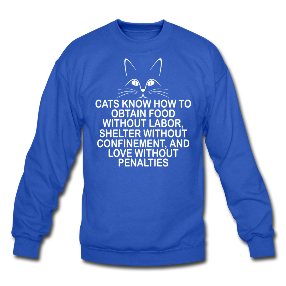 Cats Know - White - Crewneck Sweatshirt - royal blue