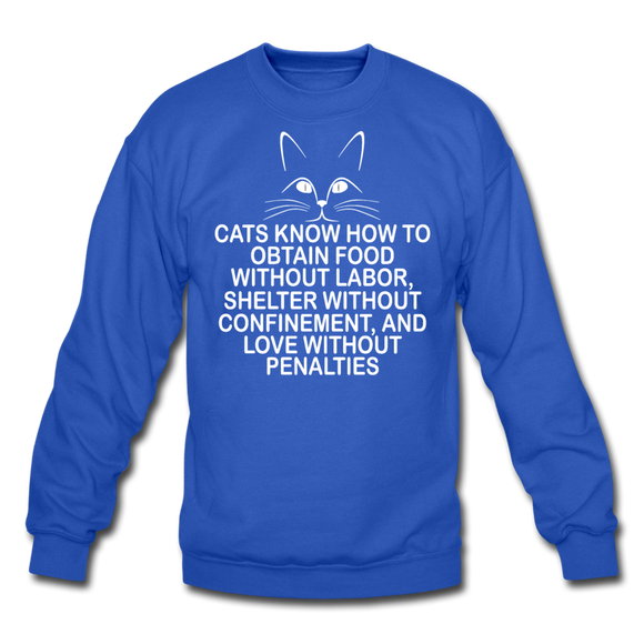 Cats Know - White - Crewneck Sweatshirt - royal blue