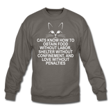 Cats Know - White - Crewneck Sweatshirt - asphalt gray