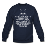 Cats Know - White - Crewneck Sweatshirt - navy
