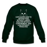 Cats Know - White - Crewneck Sweatshirt - forest green