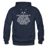 Cats Know - White - Gildan Heavy Blend Adult Hoodie - navy