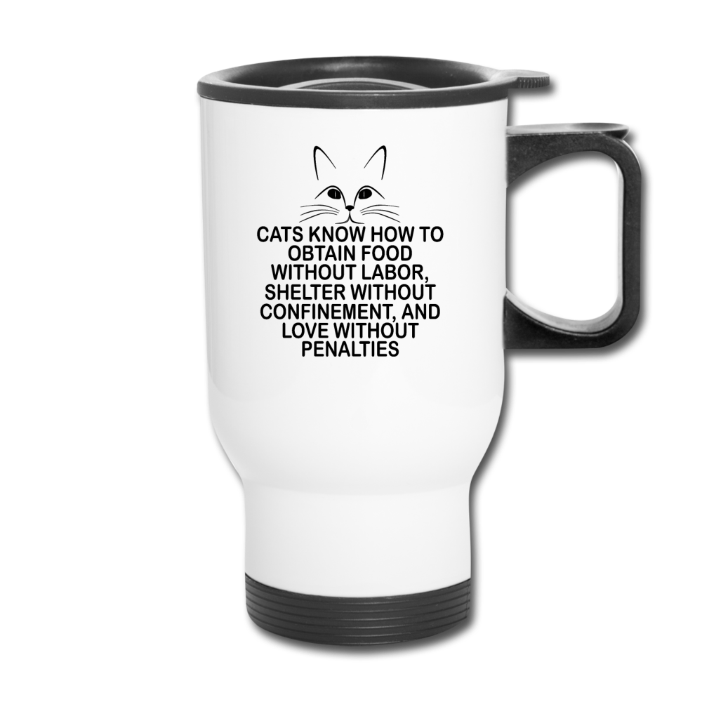 Cats Know - Black - Travel Mug - white