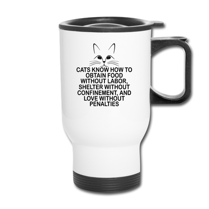 Cats Know - Black - Travel Mug - white