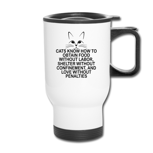 Cats Know - Black - Travel Mug - white