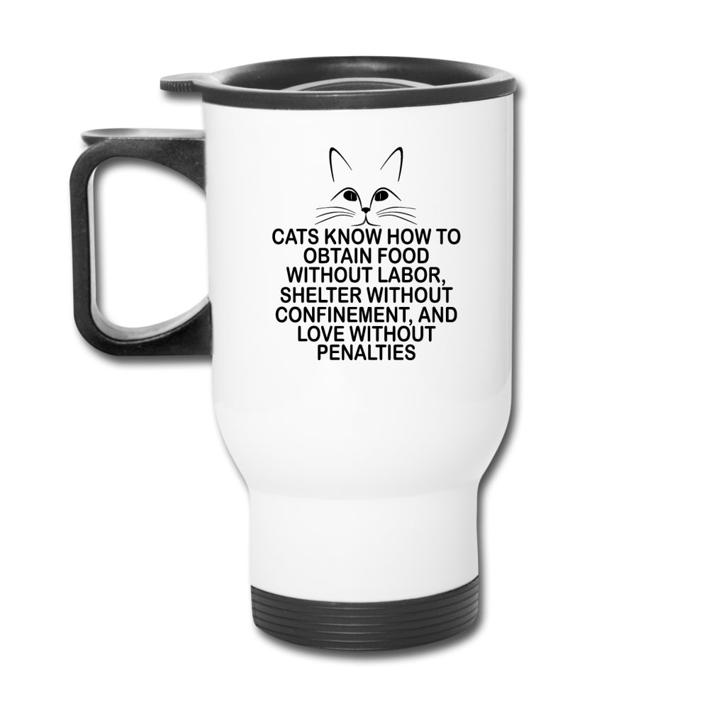 Cats Know - Black - Travel Mug - white