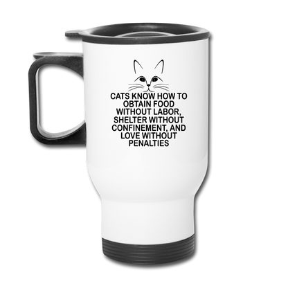 Cats Know - Black - Travel Mug - white