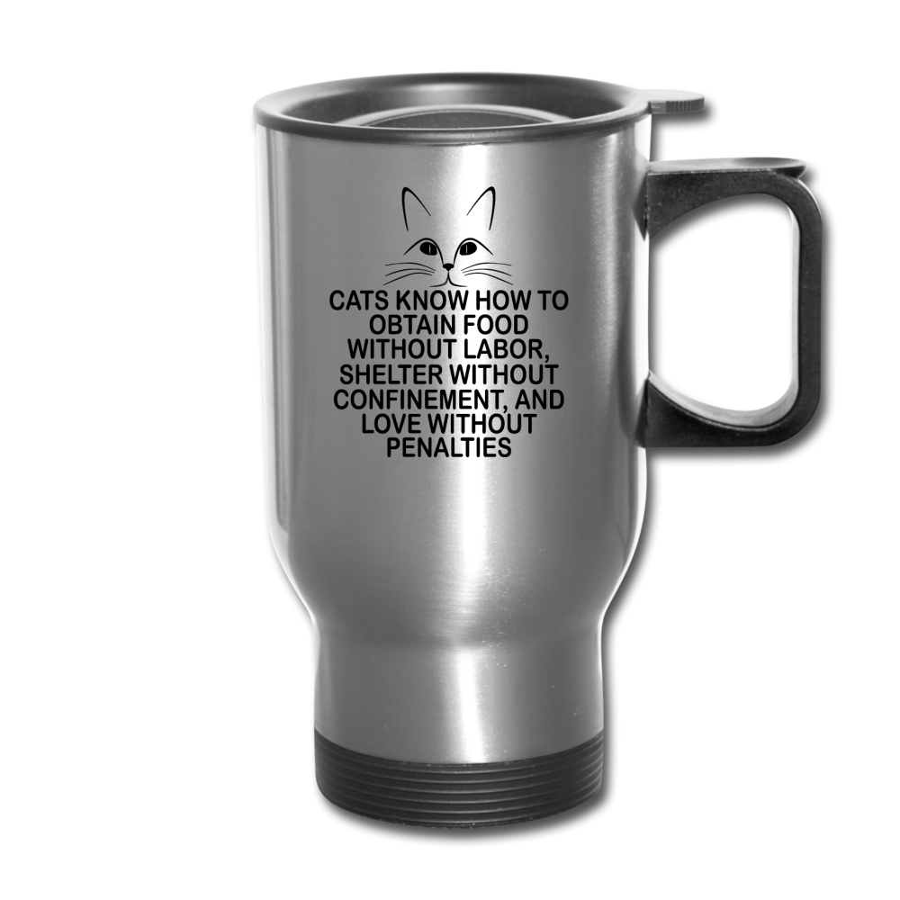 Cats Know - Black - Travel Mug - silver