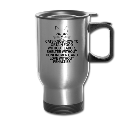 Cats Know - Black - Travel Mug - silver