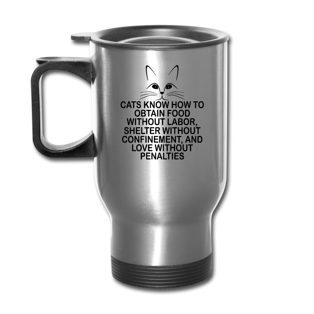 Cats Know - Black - Travel Mug - silver