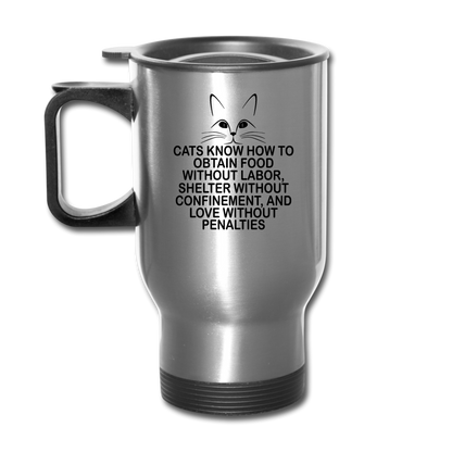 Cats Know - Black - Travel Mug - silver