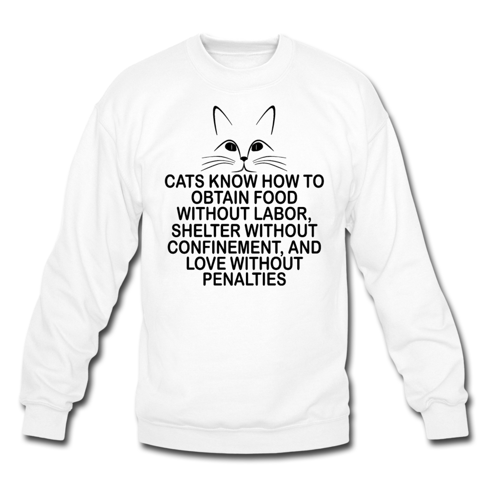 Cats Know - Black - Crewneck Sweatshirt - white