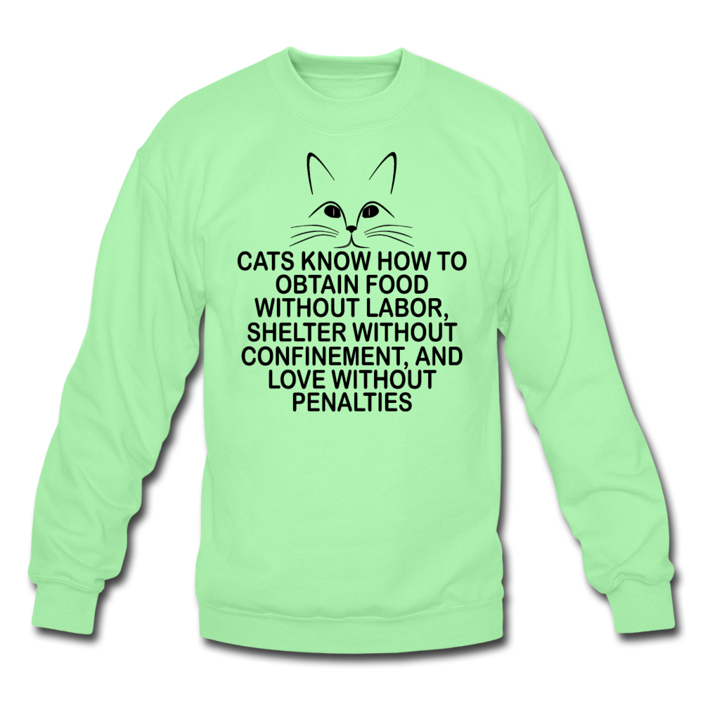 Cats Know - Black - Crewneck Sweatshirt - lime