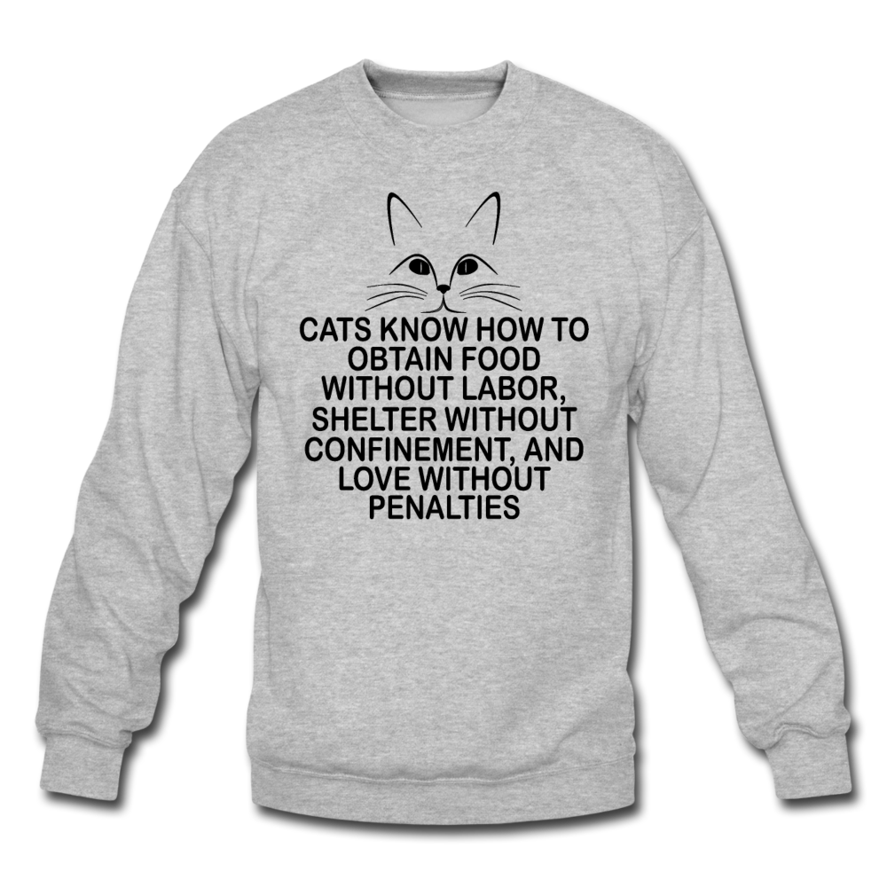 Cats Know - Black - Crewneck Sweatshirt - heather gray