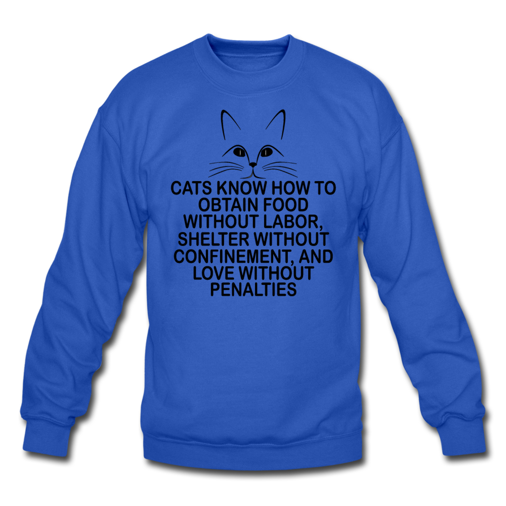 Cats Know - Black - Crewneck Sweatshirt - royal blue