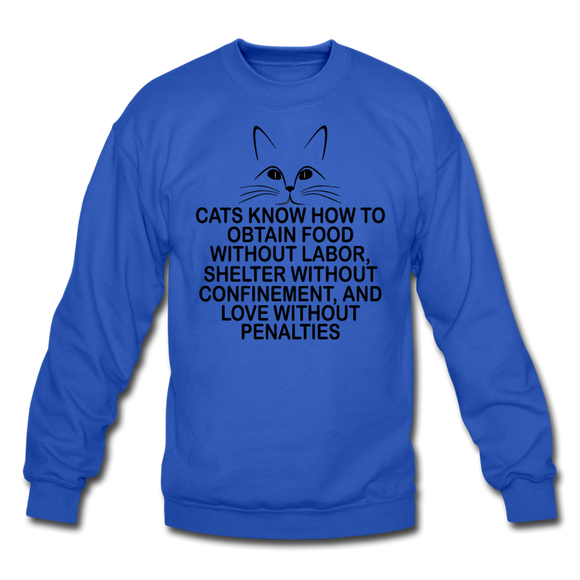 Cats Know - Black - Crewneck Sweatshirt - royal blue
