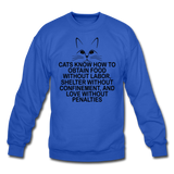 Cats Know - Black - Crewneck Sweatshirt - royal blue