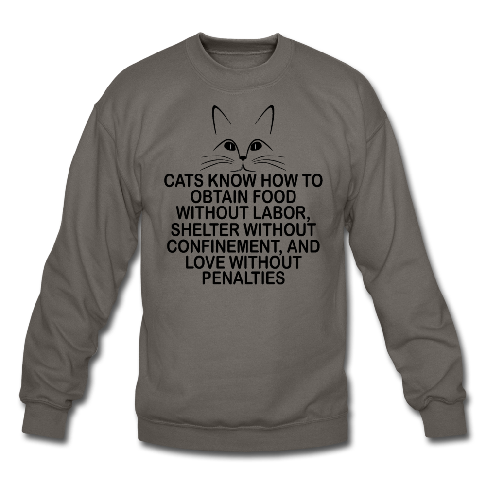 Cats Know - Black - Crewneck Sweatshirt - asphalt gray