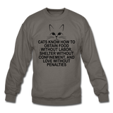 Cats Know - Black - Crewneck Sweatshirt - asphalt gray