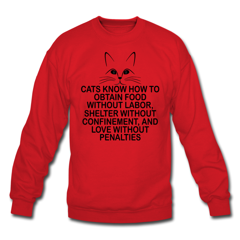 Cats Know - Black - Crewneck Sweatshirt - red