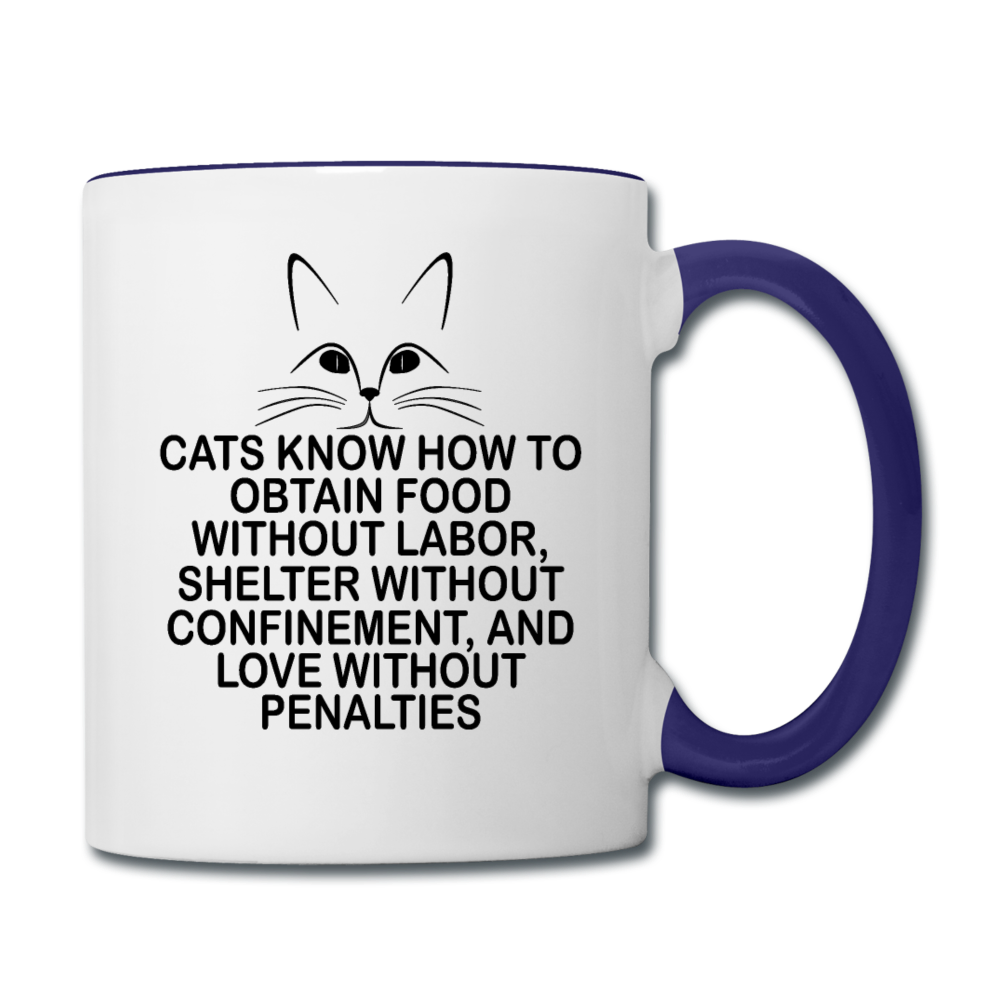 Cats Know - Black - Contrast Coffee Mug - white/cobalt blue