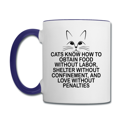 Cats Know - Black - Contrast Coffee Mug - white/cobalt blue