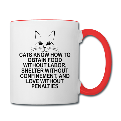 Cats Know - Black - Contrast Coffee Mug - white/red