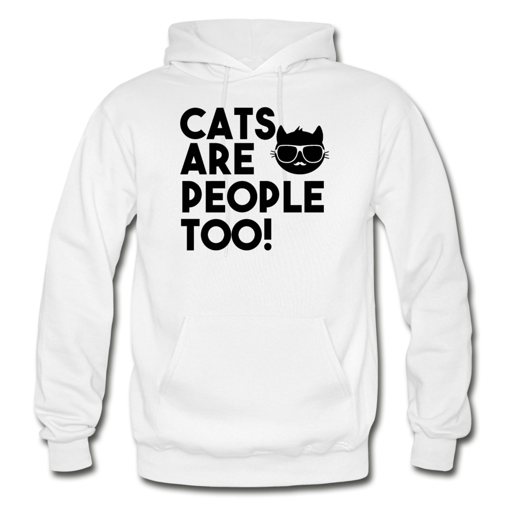 Cats Are People Too - Black - Gildan Heavy Blend Adult Hoodie - white