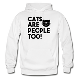 Cats Are People Too - Black - Gildan Heavy Blend Adult Hoodie - white