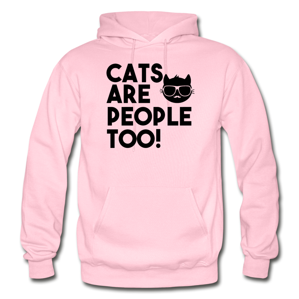 Cats Are People Too - Black - Gildan Heavy Blend Adult Hoodie - light pink