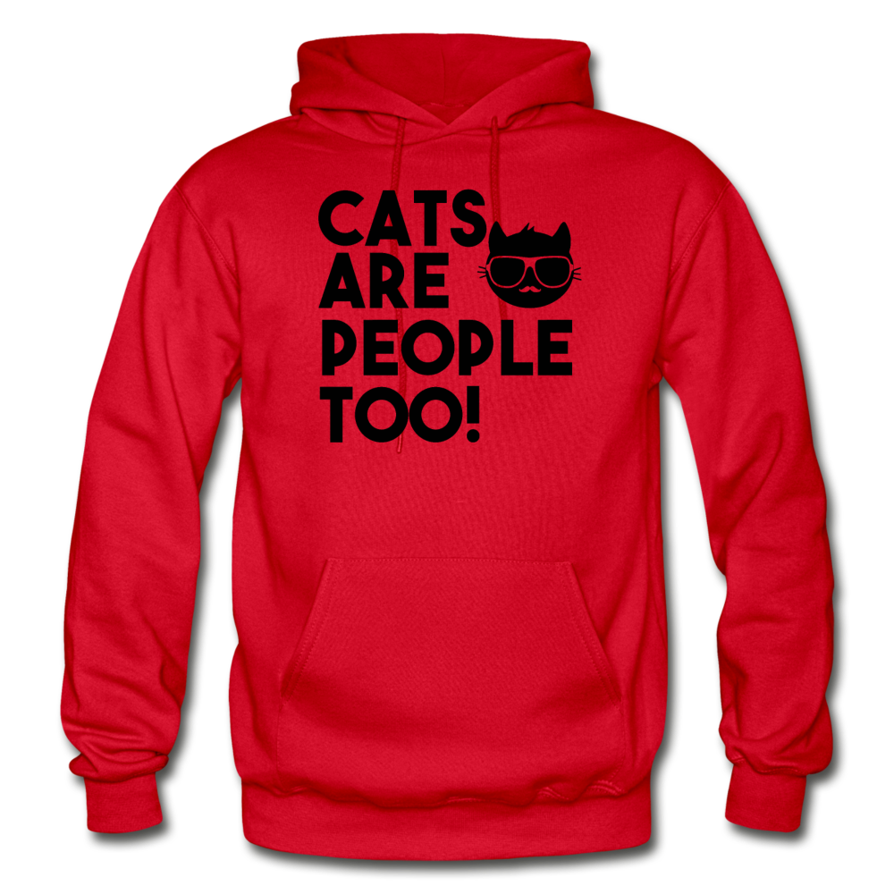 Cats Are People Too - Black - Gildan Heavy Blend Adult Hoodie - red