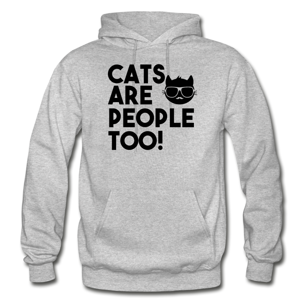 Cats Are People Too - Black - Gildan Heavy Blend Adult Hoodie - heather gray