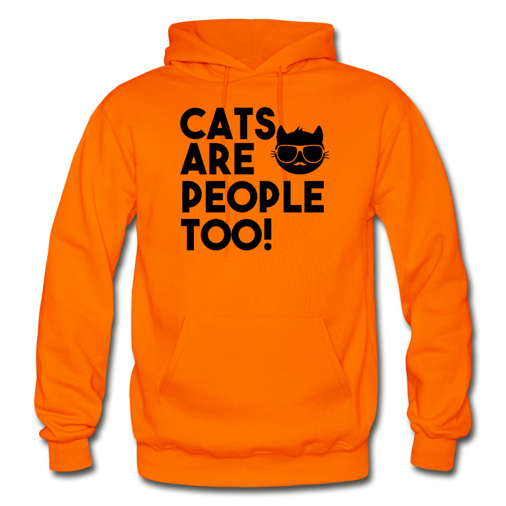 Cats Are People Too - Black - Gildan Heavy Blend Adult Hoodie - orange