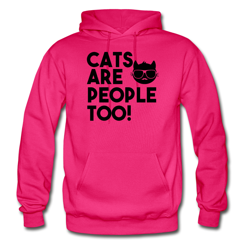 Cats Are People Too - Black - Gildan Heavy Blend Adult Hoodie - fuchsia