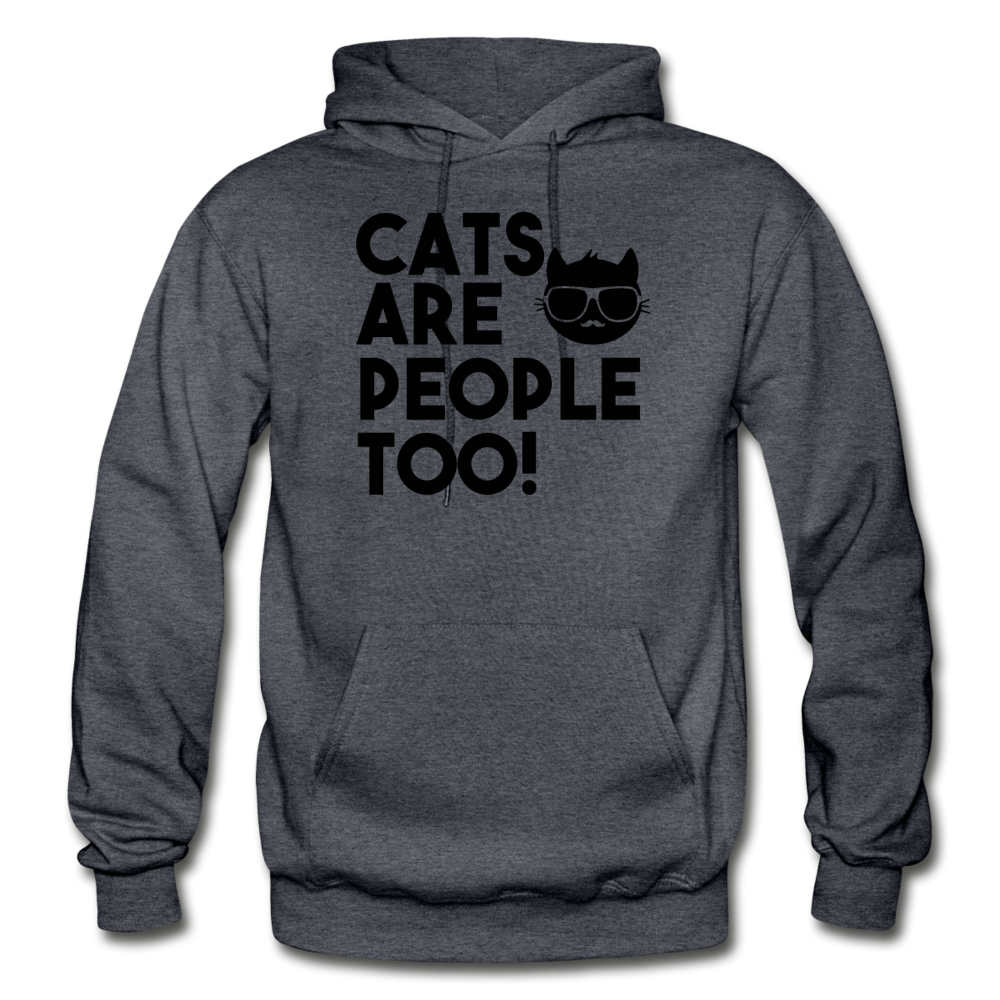 Cats Are People Too - Black - Gildan Heavy Blend Adult Hoodie - charcoal gray