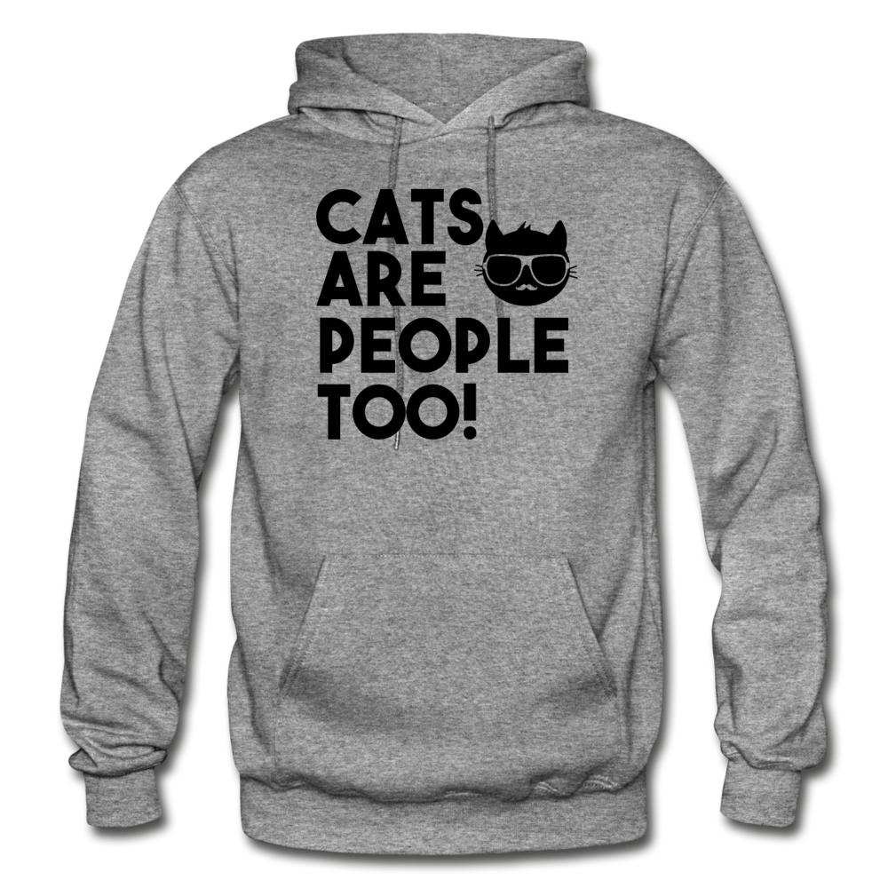 Cats Are People Too - Black - Gildan Heavy Blend Adult Hoodie - graphite heather