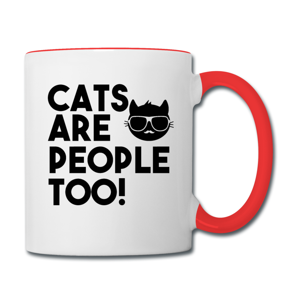 Cats Are People Too - Black - Contrast Coffee Mug - white/red