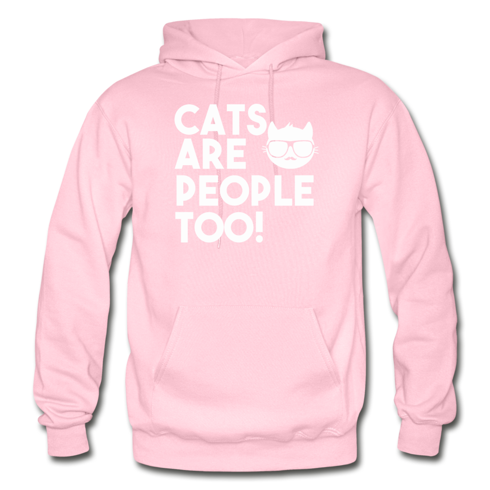 Cats Are People Too - White - Gildan Heavy Blend Adult Hoodie - light pink